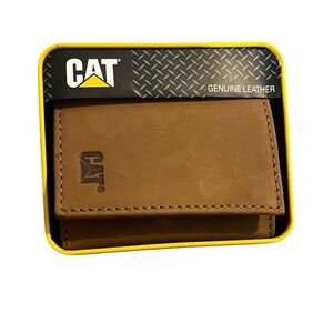 CAT CATERPILLAR GENUINE LEATHER TRIFOLD WALLET WITH RFID SHIELD